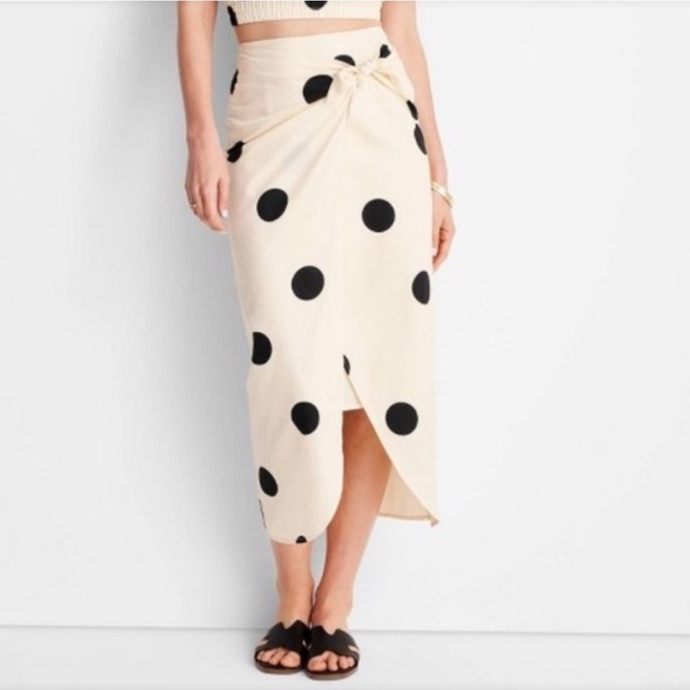 Future Collective x Jenny K. Lopez Faux Wrap Polkadot Midi Skirt Size 00